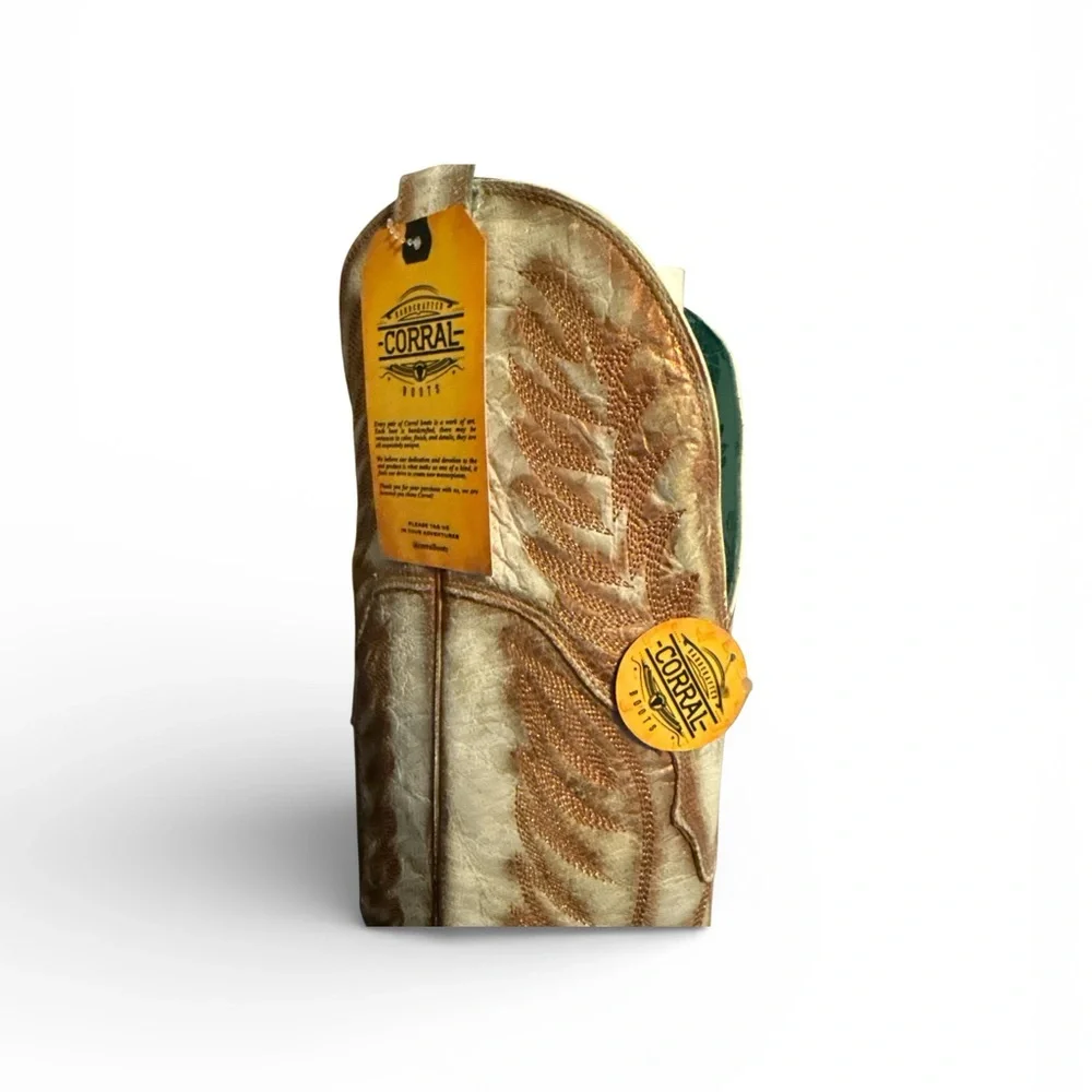 New with Tags in Box Womens 10 Corral White & Gold Embroidered Tall Western Boot - Picture 4 of 11